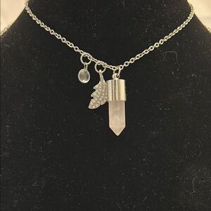 Express Silver Crystal Pendant Necklace 28’